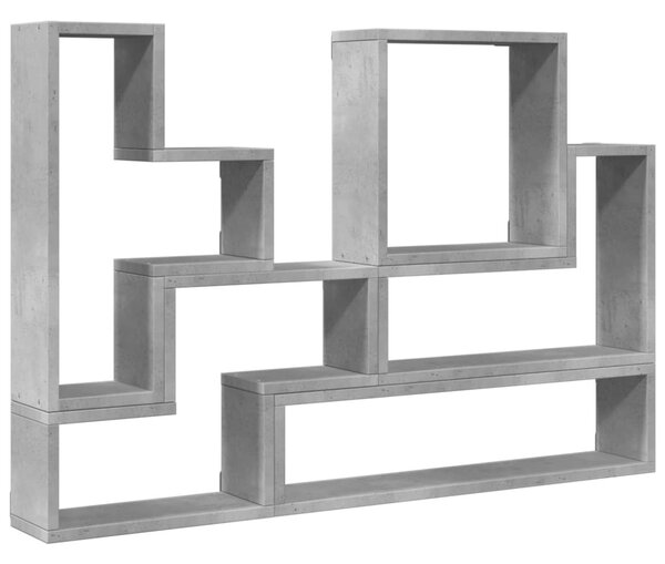 Betonszürke szerelt fa fali polc 96x12x64 cm