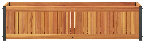 Tömör akácfa és acélkerti virágtartó 110 x 30 x 27,5 cm