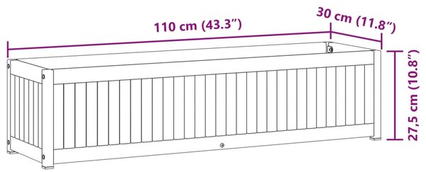 Tömör akácfa és acélkerti virágtartó 110 x 30 x 27,5 cm