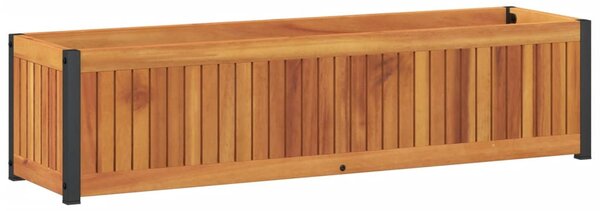 Tömör akácfa és acélkerti virágtartó 110 x 30 x 27,5 cm