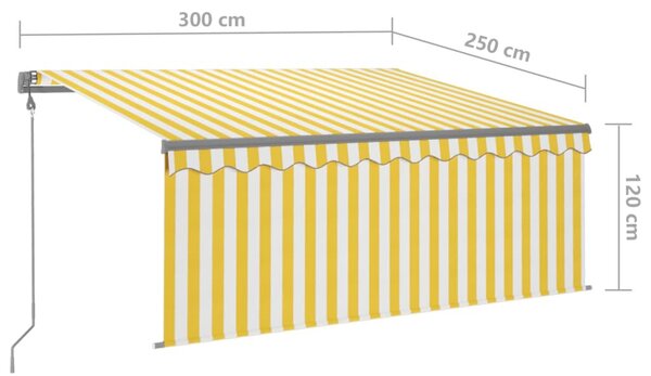 Sárga-fehér automata kihúzható napellenző redőnnyel 3 x 2,5 m
