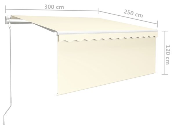 Krémszínű automata kihúzható napellenző redőnnyel 3 x 2,5 m
