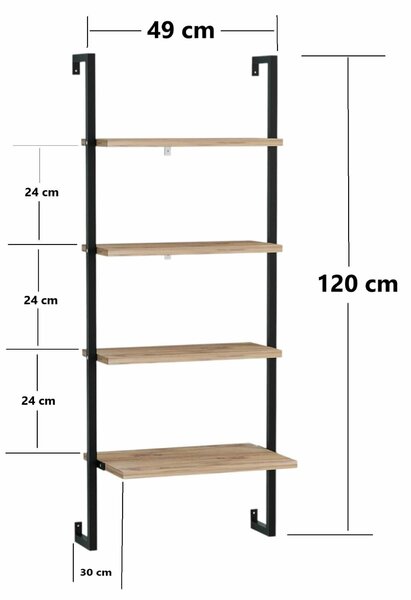 Hanah Home Fali Polc Barna Fekete Masalı