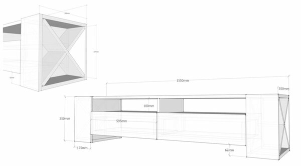 Hanah Home TV állvány dió, fehér Sosruko - dió, fehér