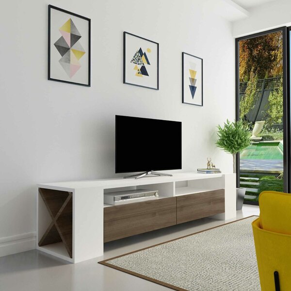Hanah Home Sosruko TV-állvány, fehér, dió színű
