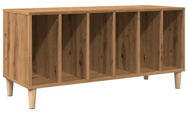 Kézműves tölgy színű szerelt fa hanglemezszekrény 100x38x48 cm
