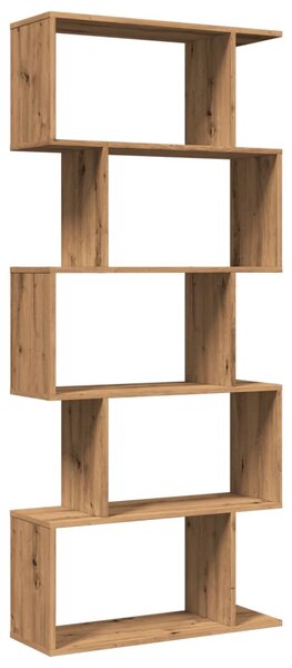 5 szintes kézműves tölgy fa elválasztó könyvespolc 70x24x161 cm