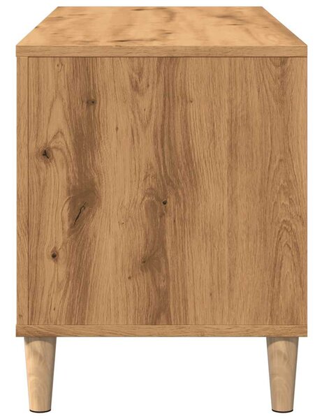 Kézműves tölgy színű szerelt fa hanglemezszekrény 100x38x48 cm