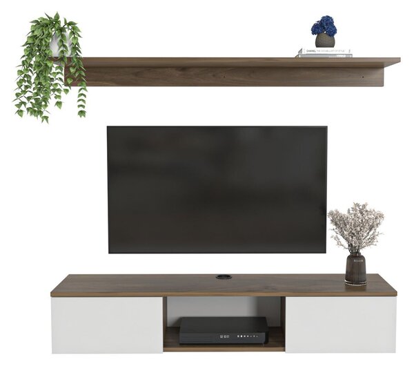 Hanah Home TV Stand Walnut White Elia - Walnut, White