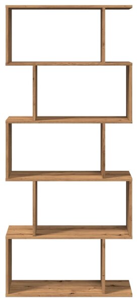 5 szintes kézműves tölgy fa elválasztó könyvespolc 70x24x161 cm