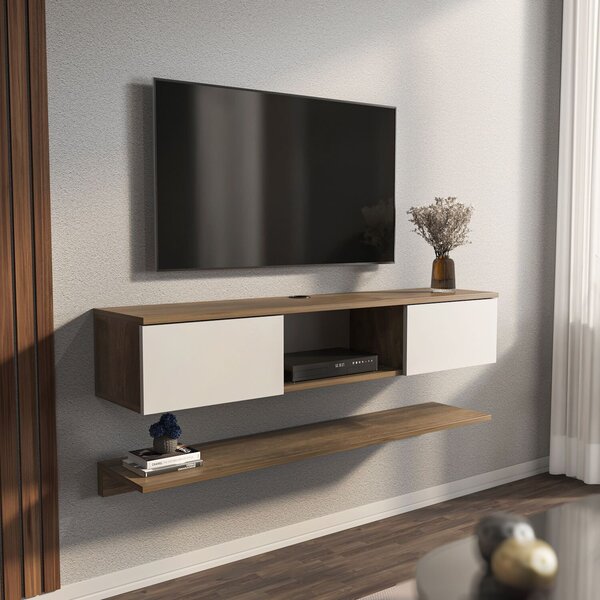 Hanah Home TV Stand Walnut White Elia - Walnut, White