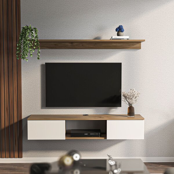 Hanah Home TV Stand Walnut White Elia - Walnut, White