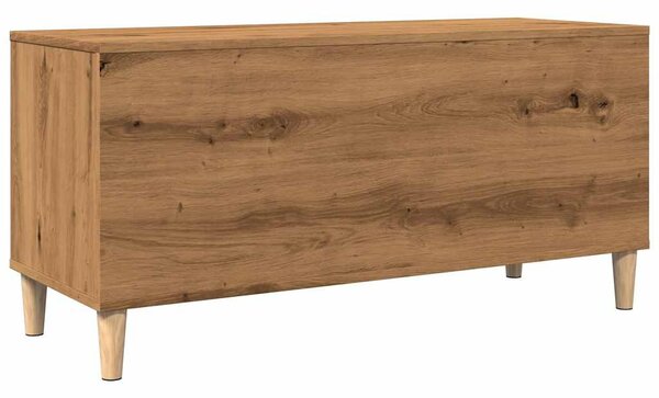 Kézműves tölgy színű szerelt fa hanglemezszekrény 100x38x48 cm