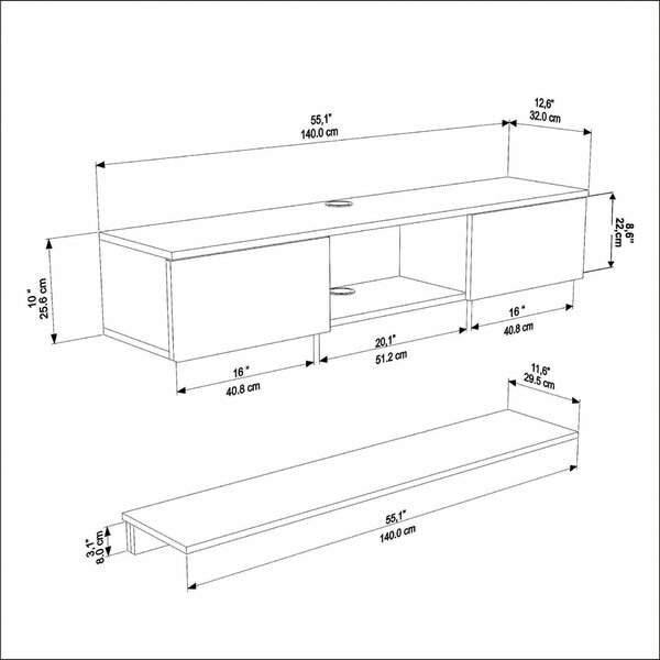 Hanah Home TV Stand Bendire Ephesus Elia - Bendire Ephesus