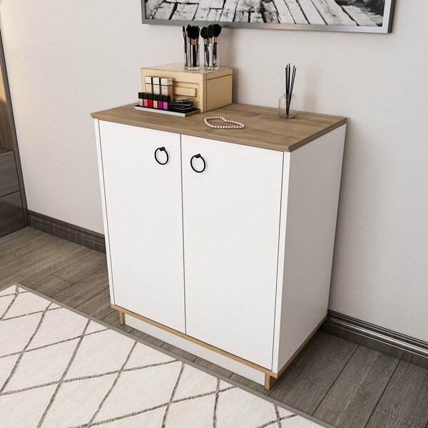 Hanah Home Console White Walnut Nüanse - White, Walnut