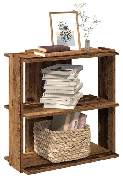 3 szintes antik fa szerelt fa könyvespolc 60 x 30 x 60 cm