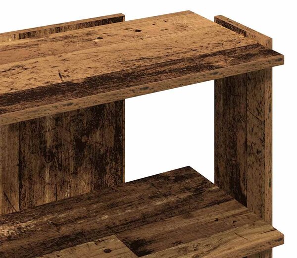 3 szintes antik fa szerelt fa könyvespolc 60 x 30 x 60 cm