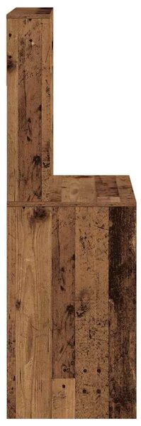 Antik fa színű szerelt fa íróasztal polcokkal 100x45x140 cm