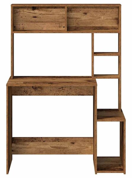 Antik fa színű szerelt fa íróasztal polcokkal 100x45x140 cm