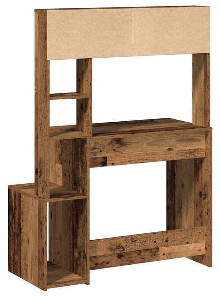 Antik fa színű szerelt fa íróasztal polcokkal 100x45x140 cm