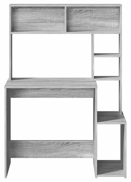 Szürke sonoma színű szerelt fa íróasztal polcokkal 100x45x140cm