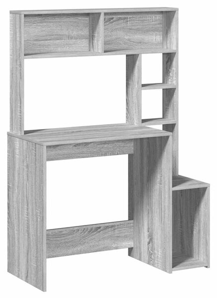 Szürke sonoma színű szerelt fa íróasztal polcokkal 100x45x140cm
