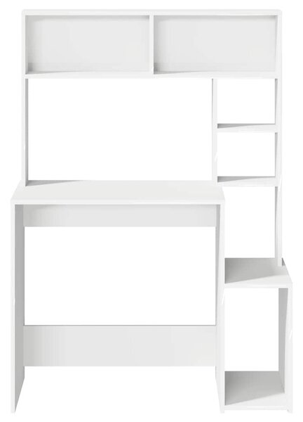 Íróasztal polcokkal Fehér 100x45x140 cm Műanyag fa