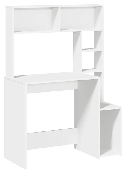 Íróasztal polcokkal Fehér 100x45x140 cm Műanyag fa