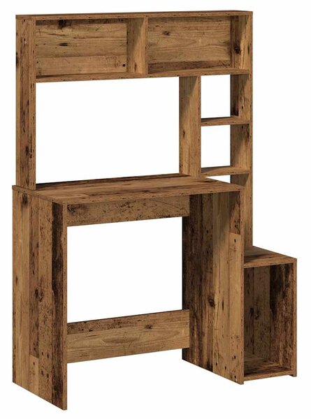 Antik fa színű szerelt fa íróasztal polcokkal 100x45x140 cm