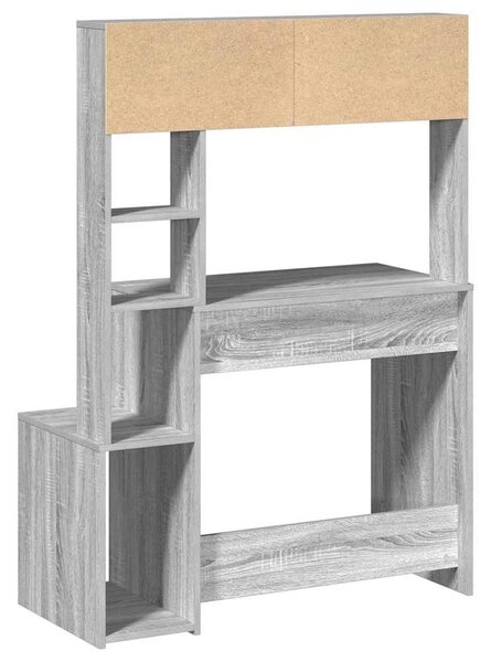 Szürke sonoma színű szerelt fa íróasztal polcokkal 100x45x140cm