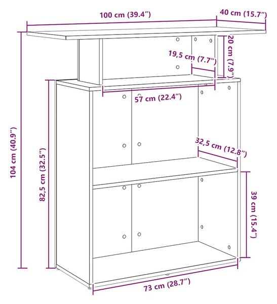 Recepciós pult fehér 100x40x104 cm szerelt fa