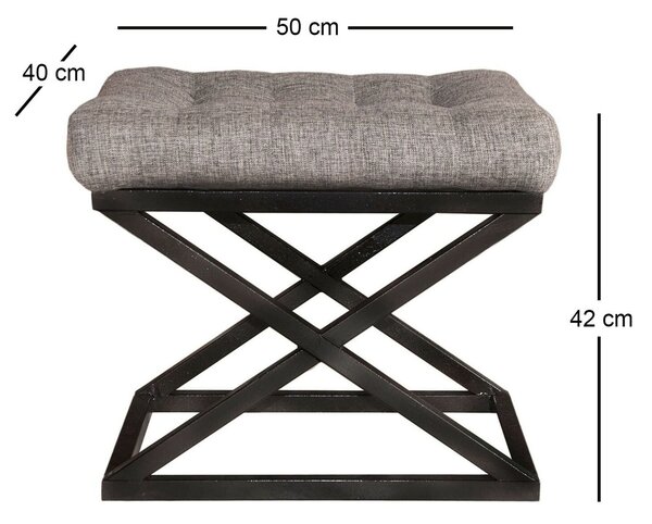 Atelier Del Sofa Puff Fekete Szürke Capraz - Fekete, Szürke