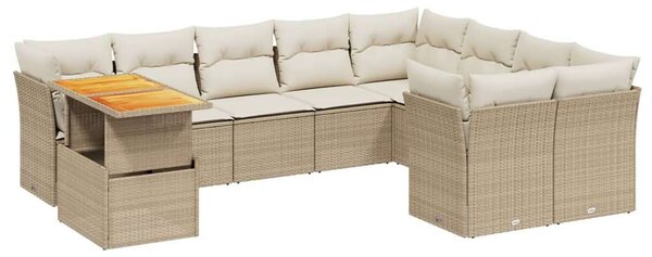Polyrattan Kerti Ülőgarnitúra - 10 részes - Bézs