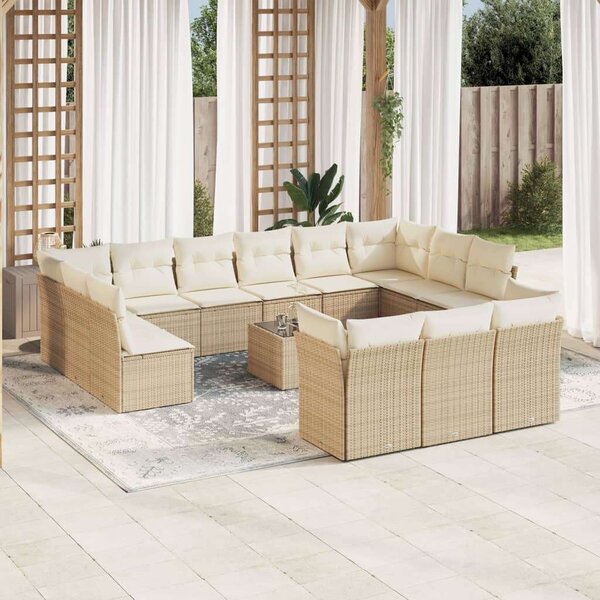 VidaXL Polyrattan Kerti Ülőgarnitúra - 14 részes - Bézs