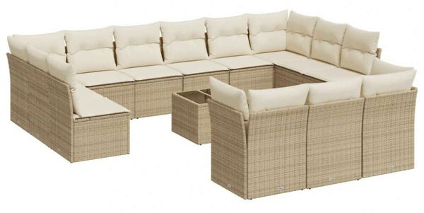VidaXL Polyrattan Kerti Ülőgarnitúra - 14 részes - Bézs