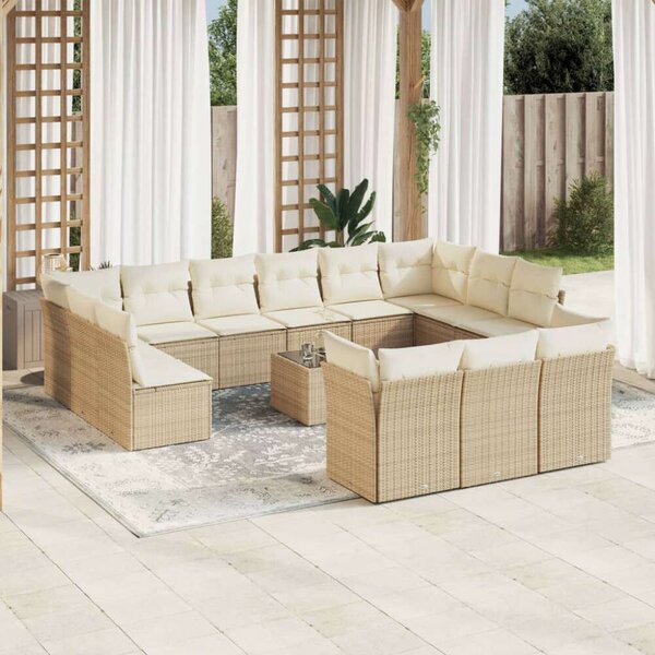 VidaXL Polyrattan Kerti Ülőgarnitúra - 14 részes - Bézs