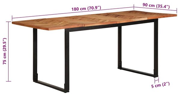 Tömör akácfa étkezőasztal 180 x 90 x 75 cm