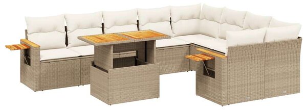 VidaXL Polyrattan Kerti Ülőgarnitúra - 10 részes - Bézs