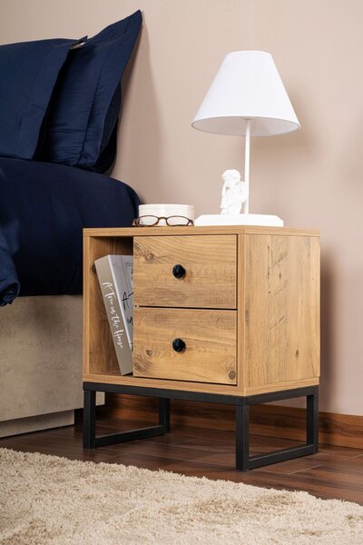 Hanah Home Éjjeliszekrény Atlantic Pine Black Glimmer - Atlantic Pine, Fekete