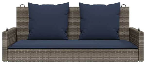 Szürke polyrattan hintapad párnákkal 119 x 56 x 48 cm