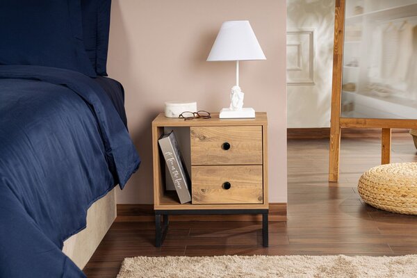 Hanah Home Éjjeliszekrény Atlantic Pine Black Glimmer - Atlantic Pine, Fekete