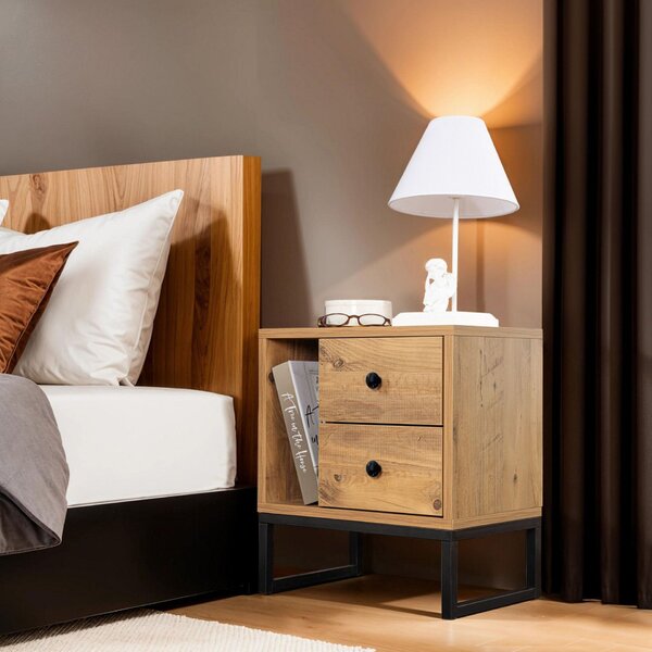 Hanah Home Éjjeliszekrény Atlantic Pine Black Glimmer - Atlantic Pine, Fekete