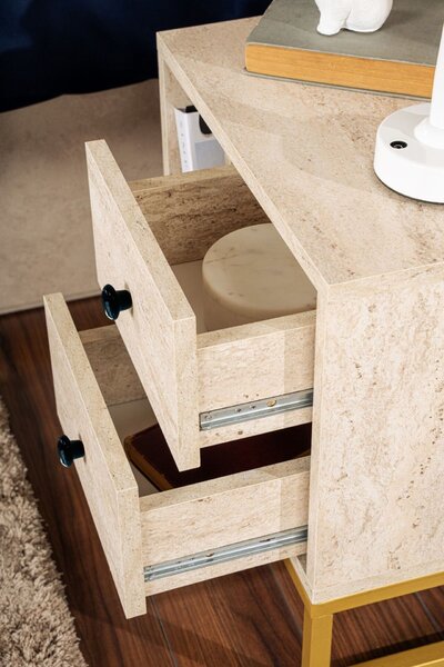 Hanah Home Nightstand Travertine Gold Glimmer - Travertine, Gold