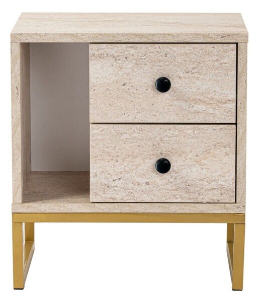 Hanah Home Nightstand Travertine Gold Glimmer - Travertine, Gold