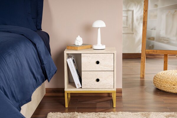 Hanah Home Nightstand Travertine Gold Glimmer - Travertine, Gold