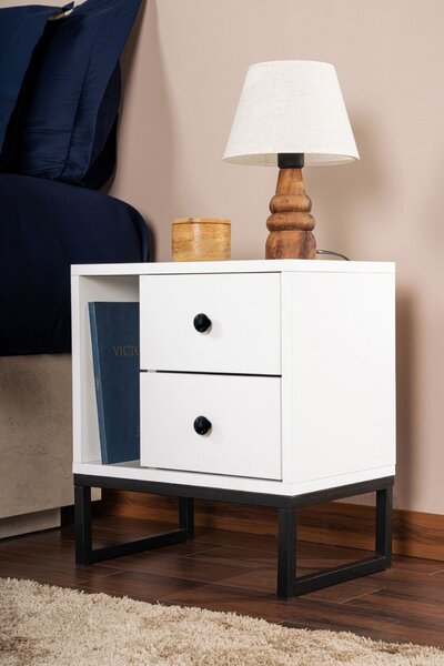 Hanah Home Éjjeliszekrény Fehér Fekete Glimmer - Fehér, Fekete