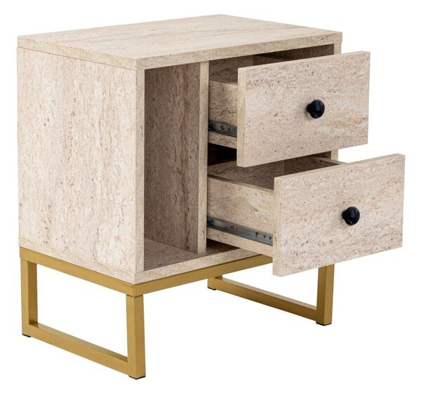 Hanah Home Nightstand Travertine Gold Glimmer - Travertine, Gold
