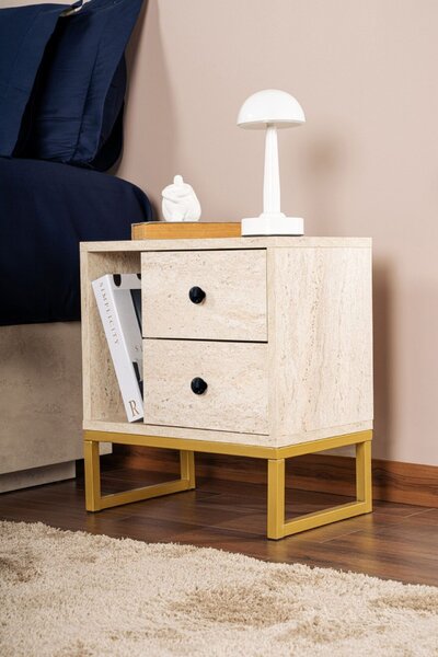Hanah Home Nightstand Travertine Gold Glimmer - Travertine, Gold