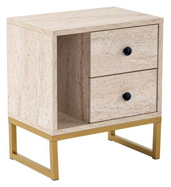 Hanah Home Nightstand Travertine Gold Glimmer - Travertine, Gold