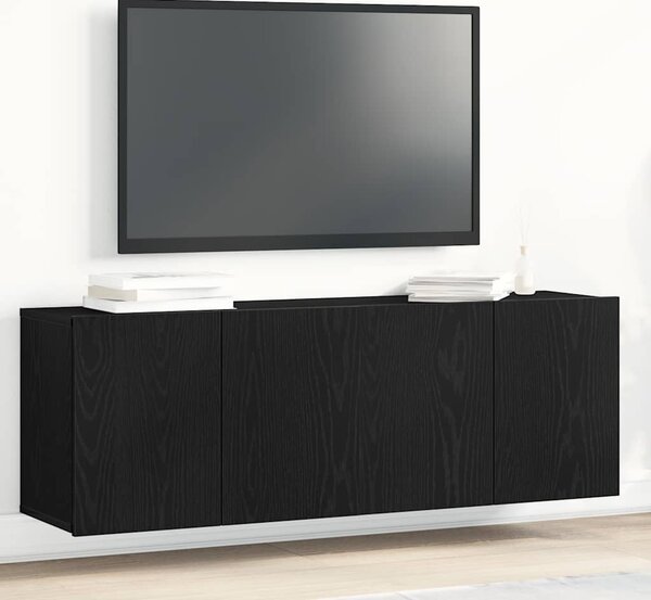 2 db fekete tölgyfa TV-szekrény 120 x 30 x 41 cm